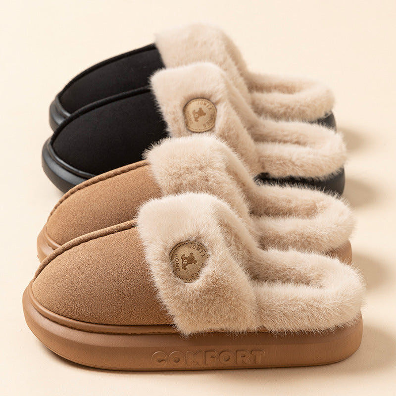 Warm Plush Home Slippers, Thick-Soled