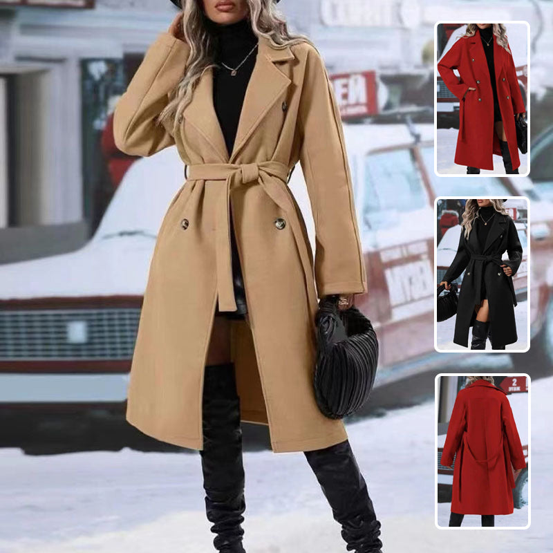 Women's Double-Breasted Belted Trench Coat